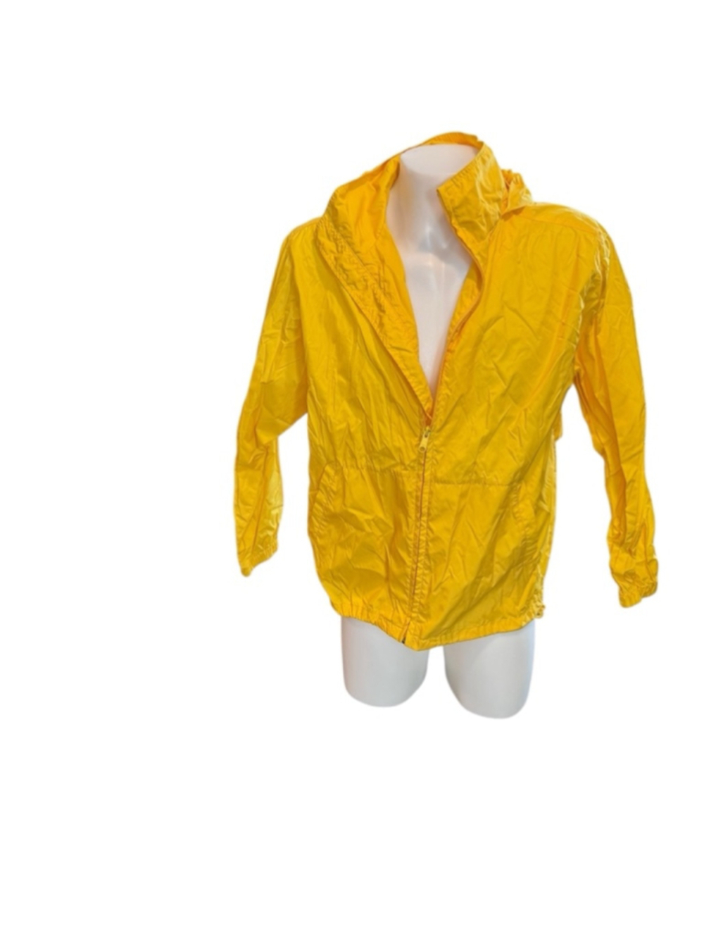 Men's vintage Eddie Bauer Yellow rain Jacket M packable hood and pouch